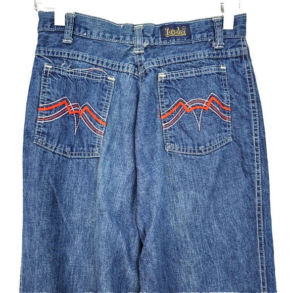 Vintage 70s–80s Touché Jeans Women’s SZ 11 High Rise Wide Leg Denim Embroidered - Picture 4 of 11